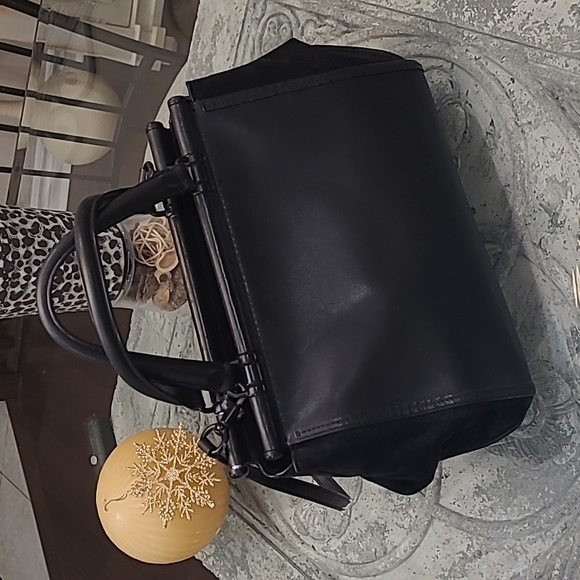 Coach Black Mixed Leather Satchel Crossbody Bag Purse - Picture 4 of 16